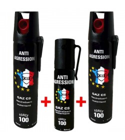 Bombe lacrymogène gaz CS - Lot Promo : 3 bombes lacrymogène de défense